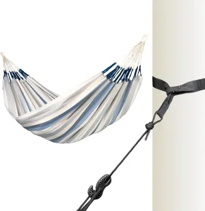 La Siesta® XL King Brisa Classic Hammock & TreeMount, Trees Beams Posts Suspension Kit- Indoor Outdoor Hammock Swing, Weather Tear Resistant, Sea Salt