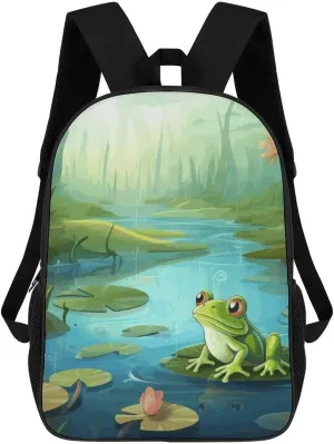 Laptop Backpack for Men 17 Inch Frog in A Pond Work Casual Backpack Lightweight Travel Shoulder Bag