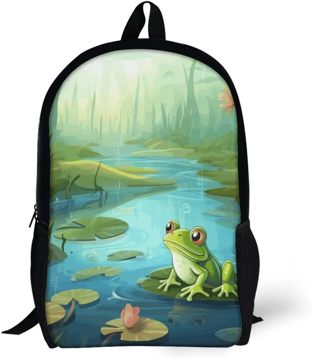 Laptop Backpack for Men 17 Inch Frog in A Pond Work Casual Backpack Lightweight Travel Shoulder Bag
