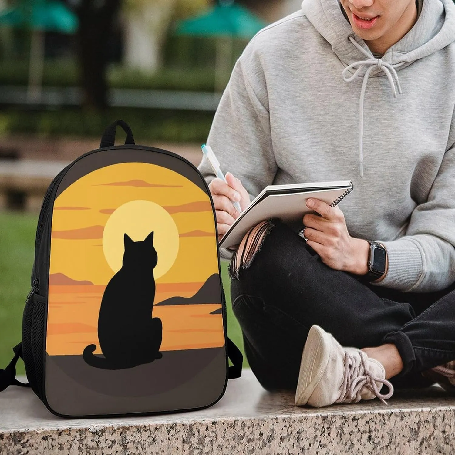 Laptop Backpack for Men 17 Inch Warm Cat Work Casual Backpack Lightweight Travel Shoulder Bag