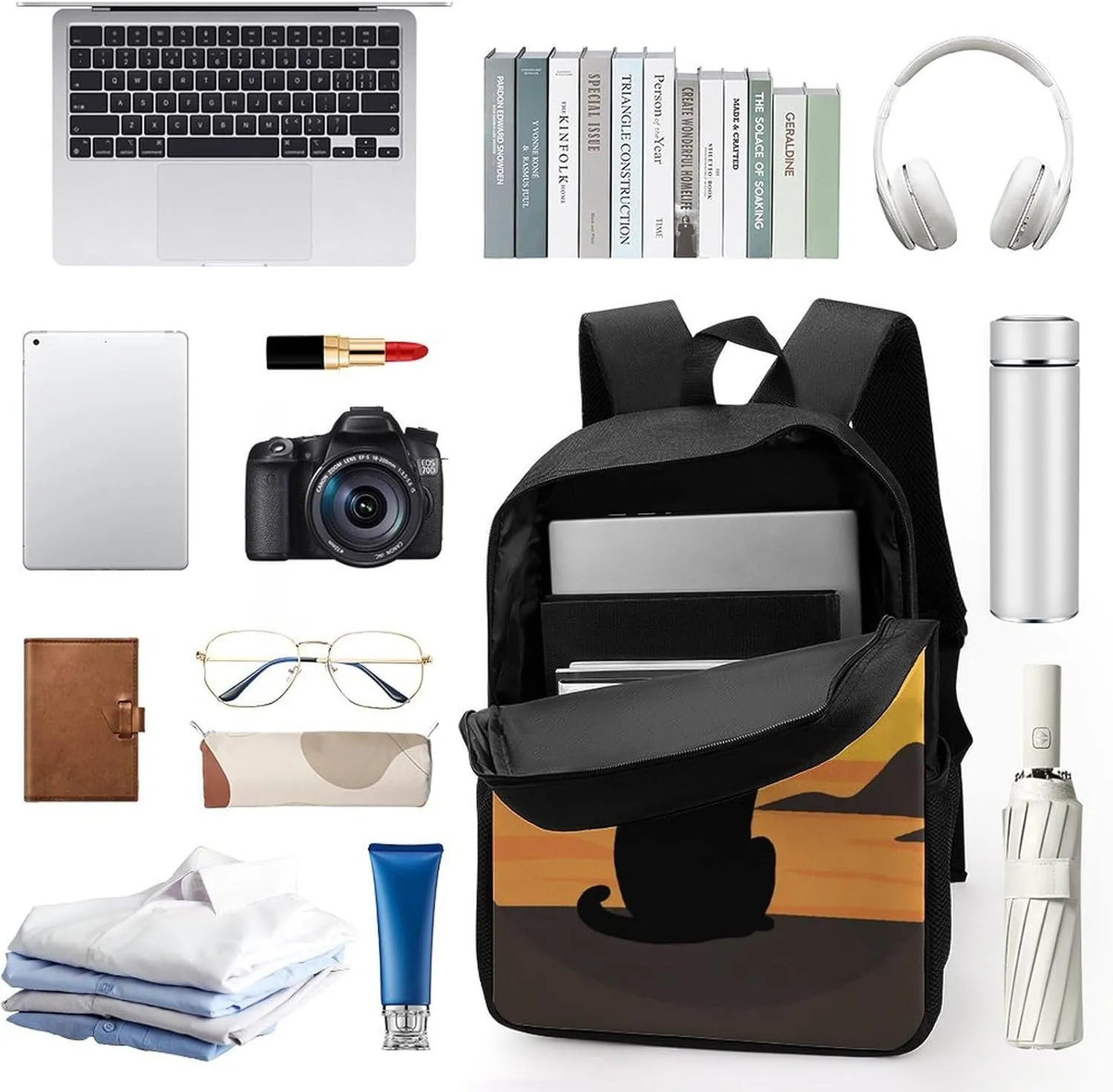Laptop Backpack for Men 17 Inch Warm Cat Work Casual Backpack Lightweight Travel Shoulder Bag