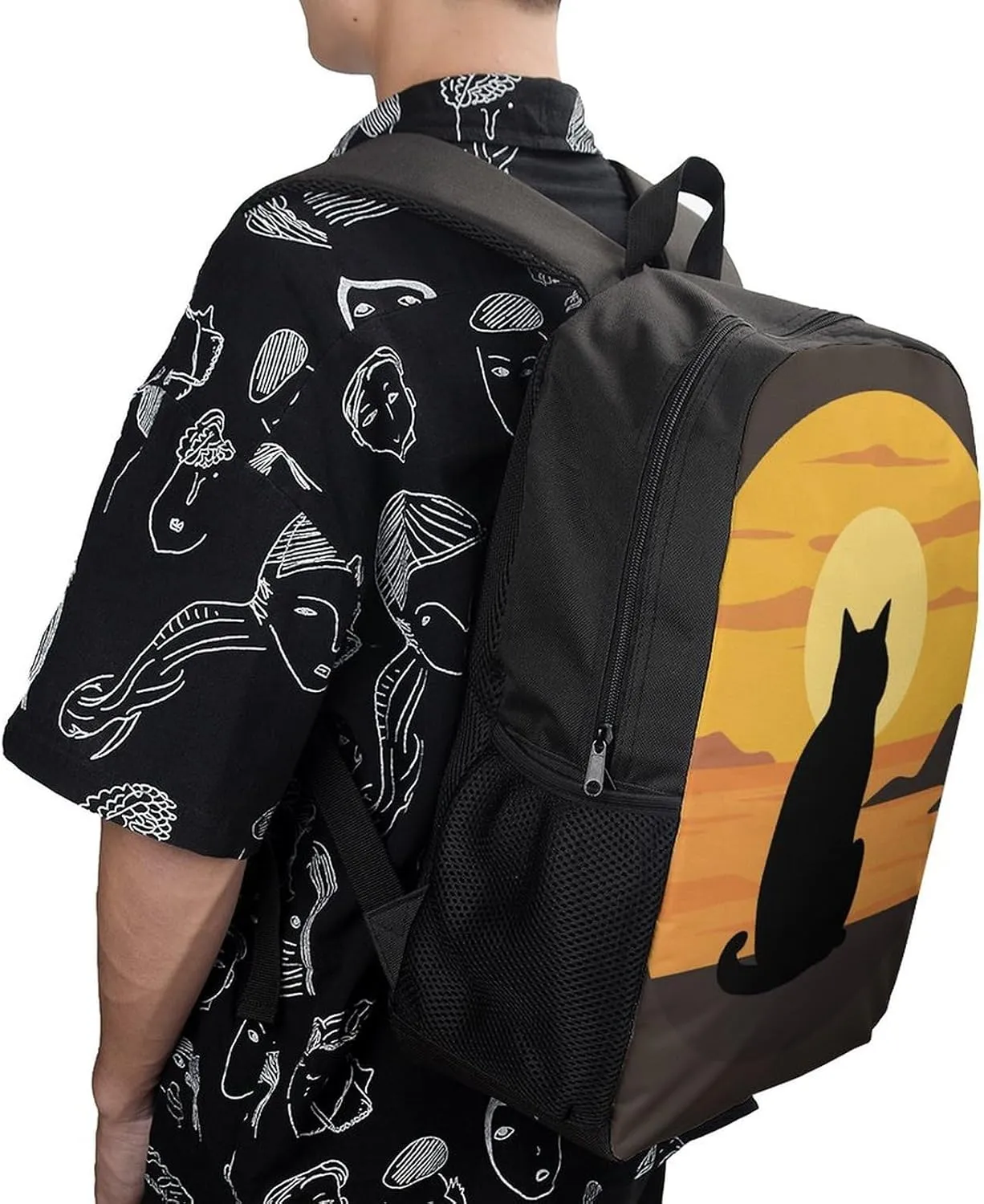 Laptop Backpack for Men 17 Inch Warm Cat Work Casual Backpack Lightweight Travel Shoulder Bag