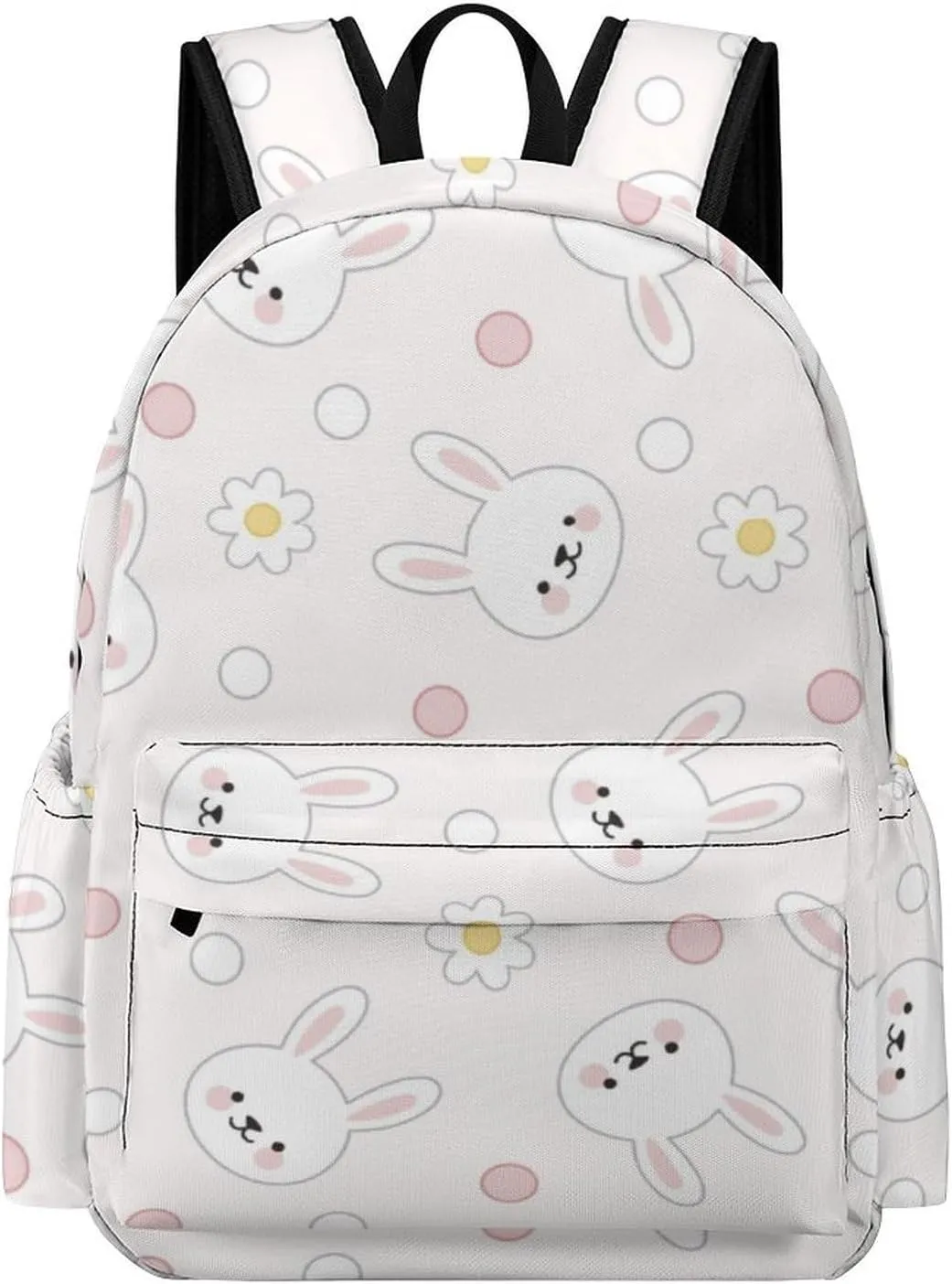 Laptop Backpack for Men Women Cute Bunny Faces Travel Work Backpack with Compartment Large Capacity Flowers And Pink Dots College Daypack Business Work Bag