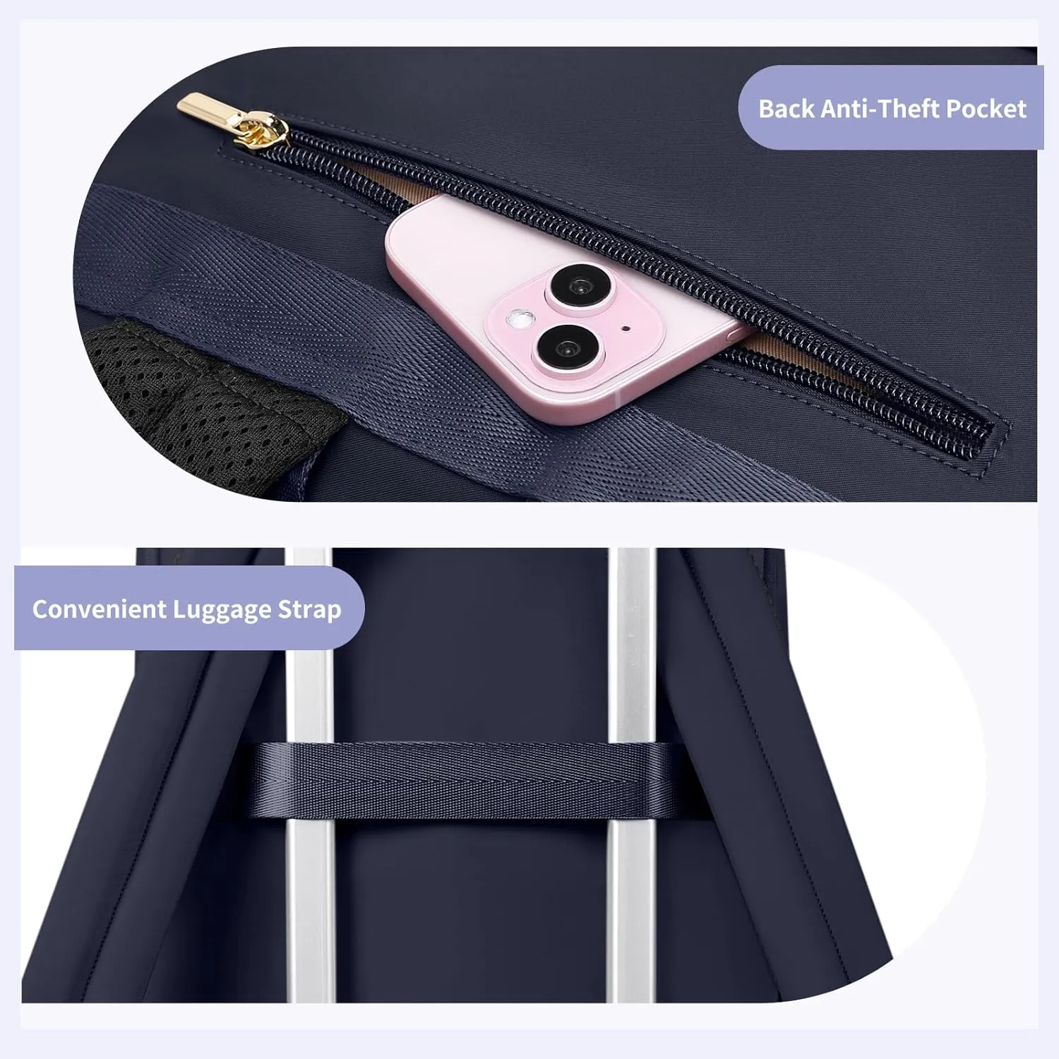 Laptop Backpack for Women - Business Travel Anti Theft Laptop Bag Backpack Water Resistant College Computer Backpacks for Men Women Fits 14Inch Notebook (Dark Blue)