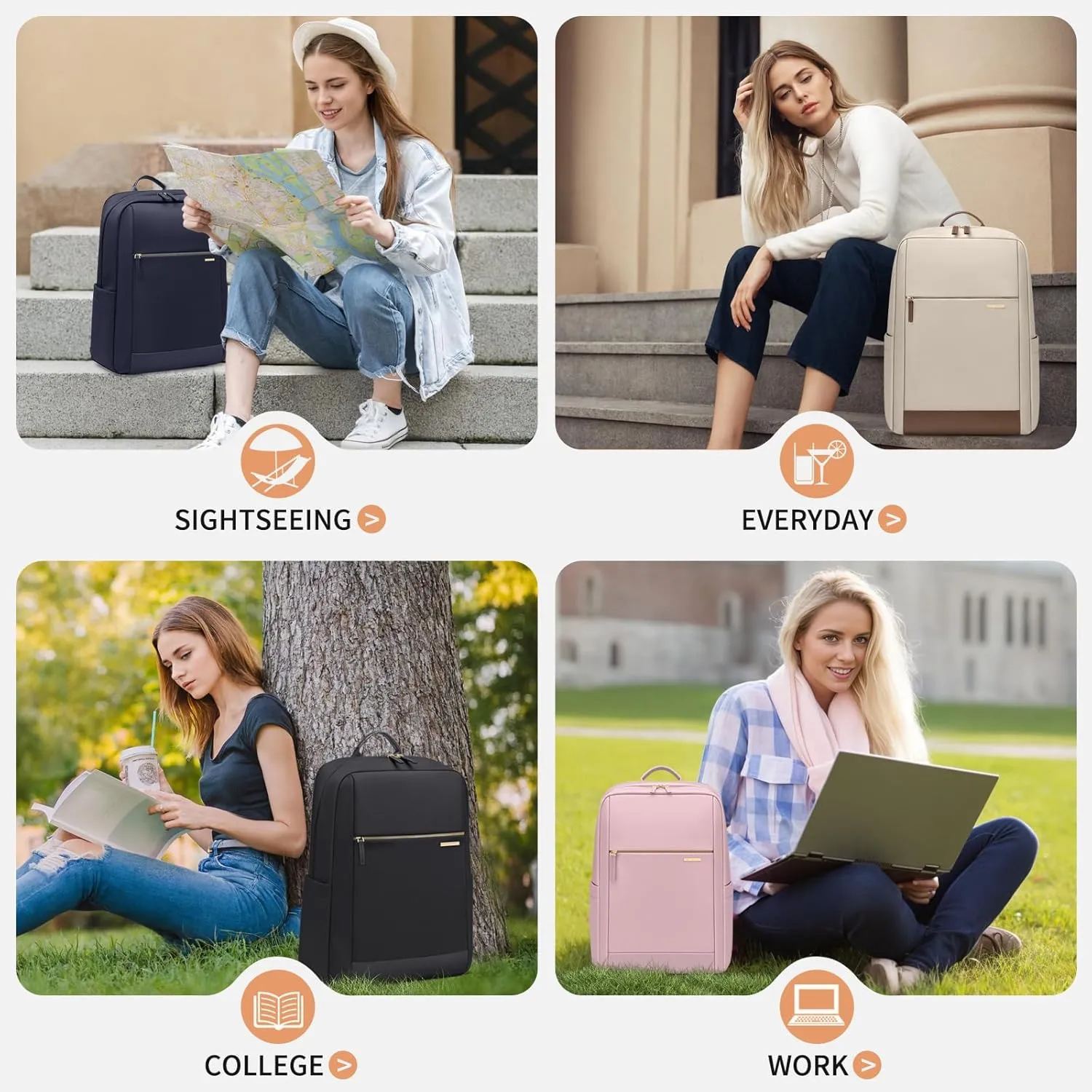 Laptop Backpack for Women - Business Travel Anti Theft Laptop Bag Backpack Water Resistant College Computer Backpacks for Men Women Fits 14Inch Notebook (Dark Blue)