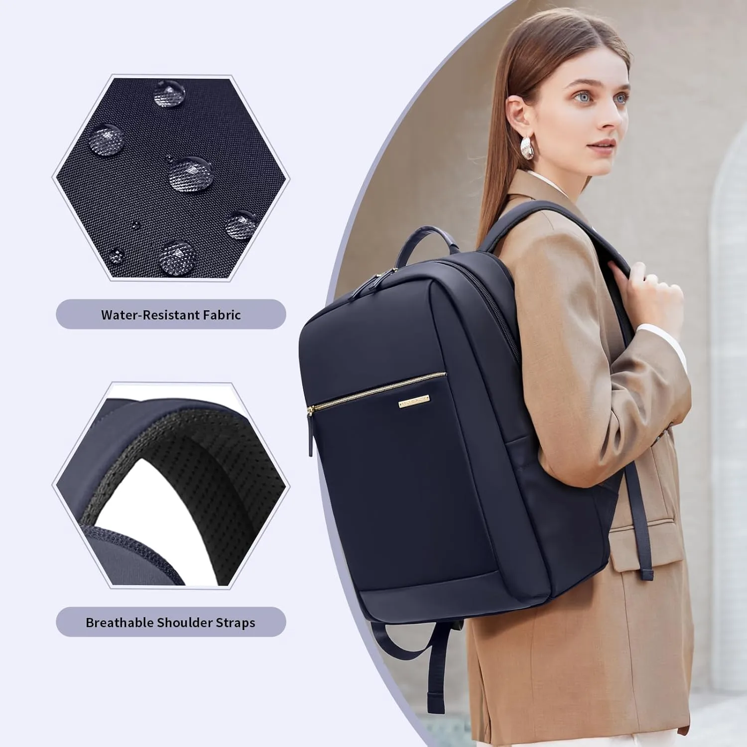 Laptop Backpack for Women - Business Travel Anti Theft Laptop Bag Backpack Water Resistant College Computer Backpacks for Men Women Fits 14Inch Notebook (Dark Blue)