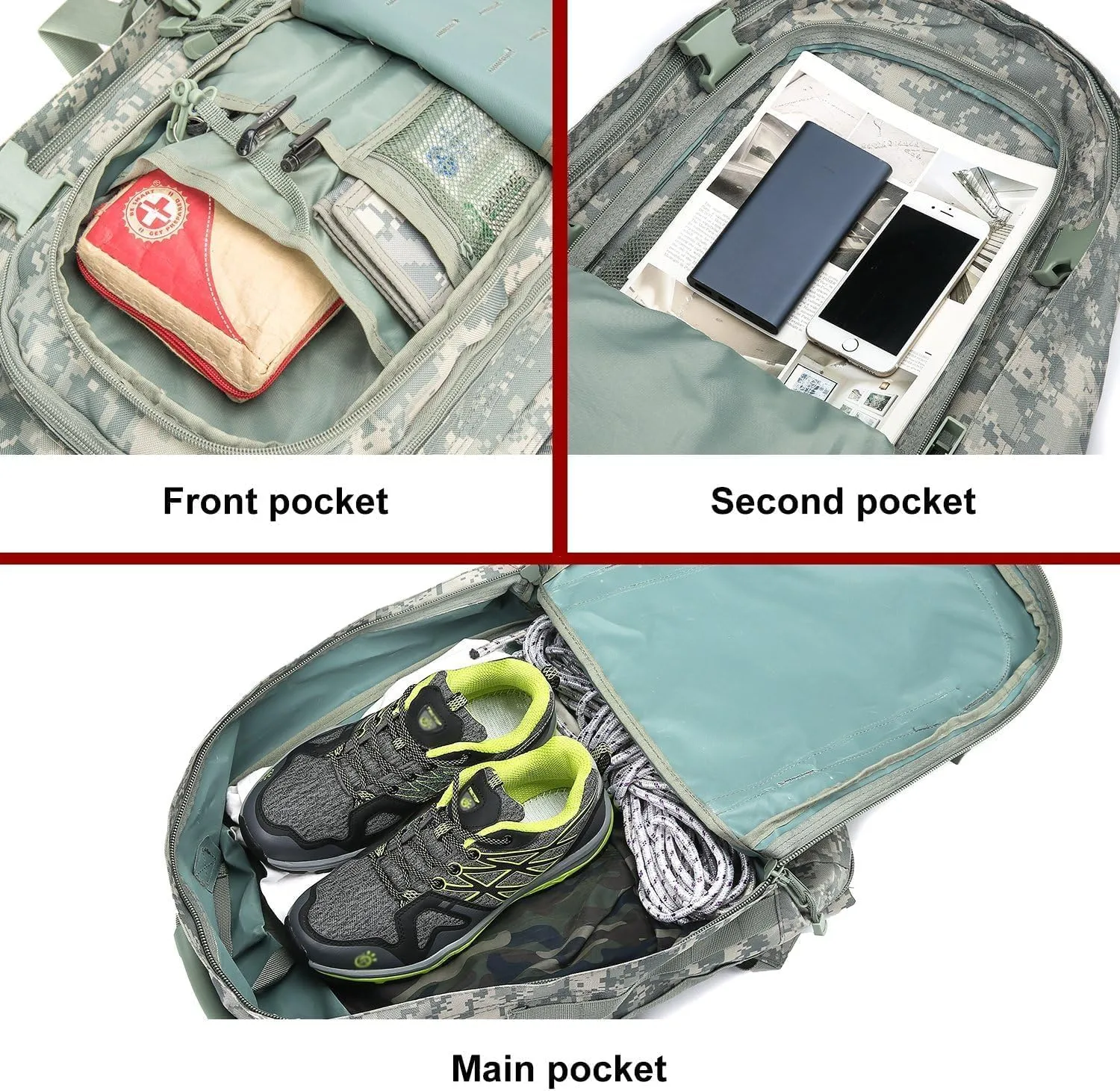 Large Tactical Expandable Backpack 39L-64L Military Bug Out Bag With Waist Strap