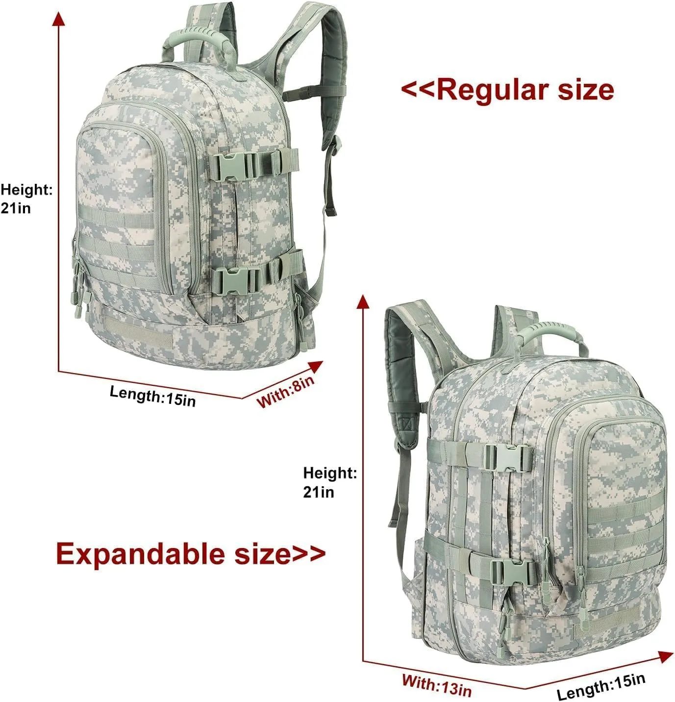 Large Tactical Expandable Backpack 39L-64L Military Bug Out Bag With Waist Strap