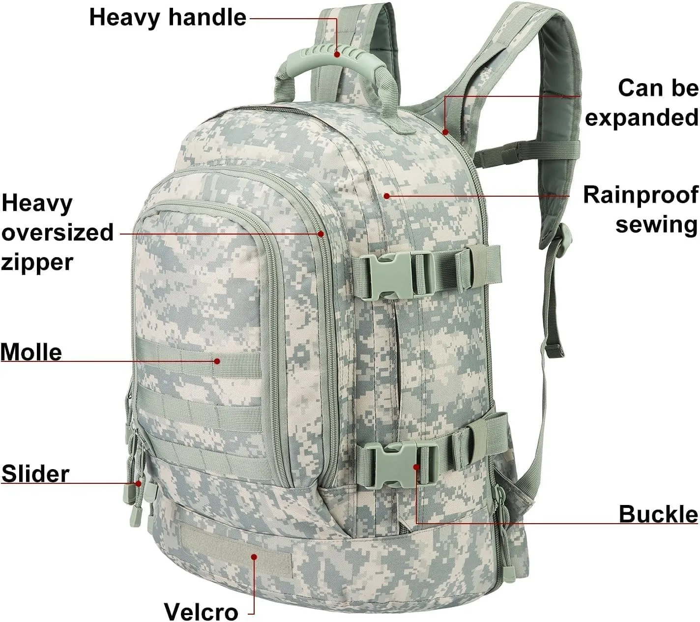 Large Tactical Expandable Backpack 39L-64L Military Bug Out Bag With Waist Strap