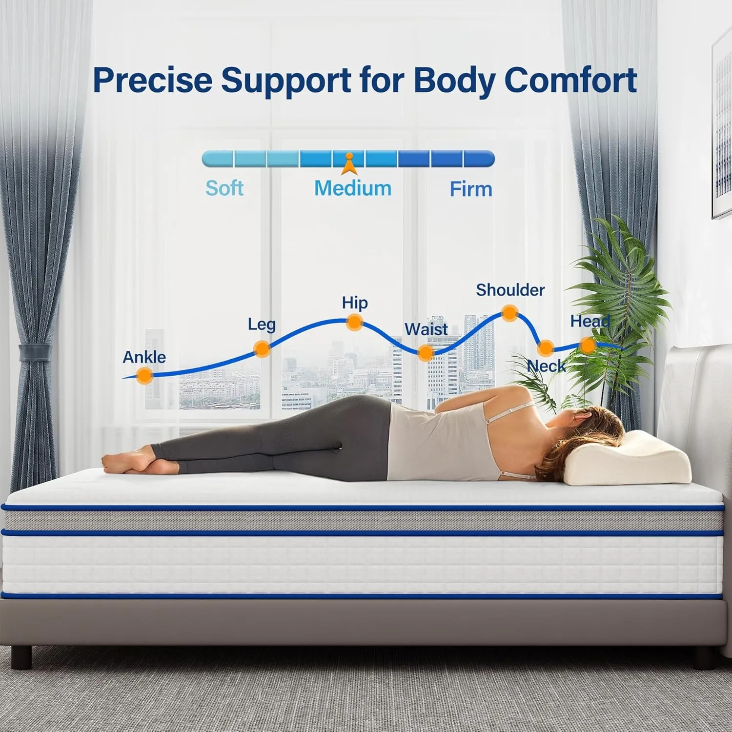 LAZYCAT Queen Mattress, 10 Inch Queen Size Hybrid Mattress in a Box, Gel Memory Foam with Individually Encased Pocket Coil, Medium Firm Feel, Motion Isolation, Fiberglass Free