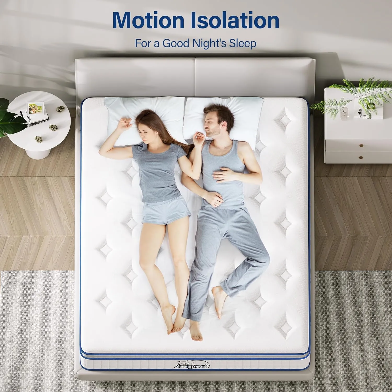 LAZYCAT Queen Mattress, 10 Inch Queen Size Hybrid Mattress in a Box, Gel Memory Foam with Individually Encased Pocket Coil, Medium Firm Feel, Motion Isolation, Fiberglass Free