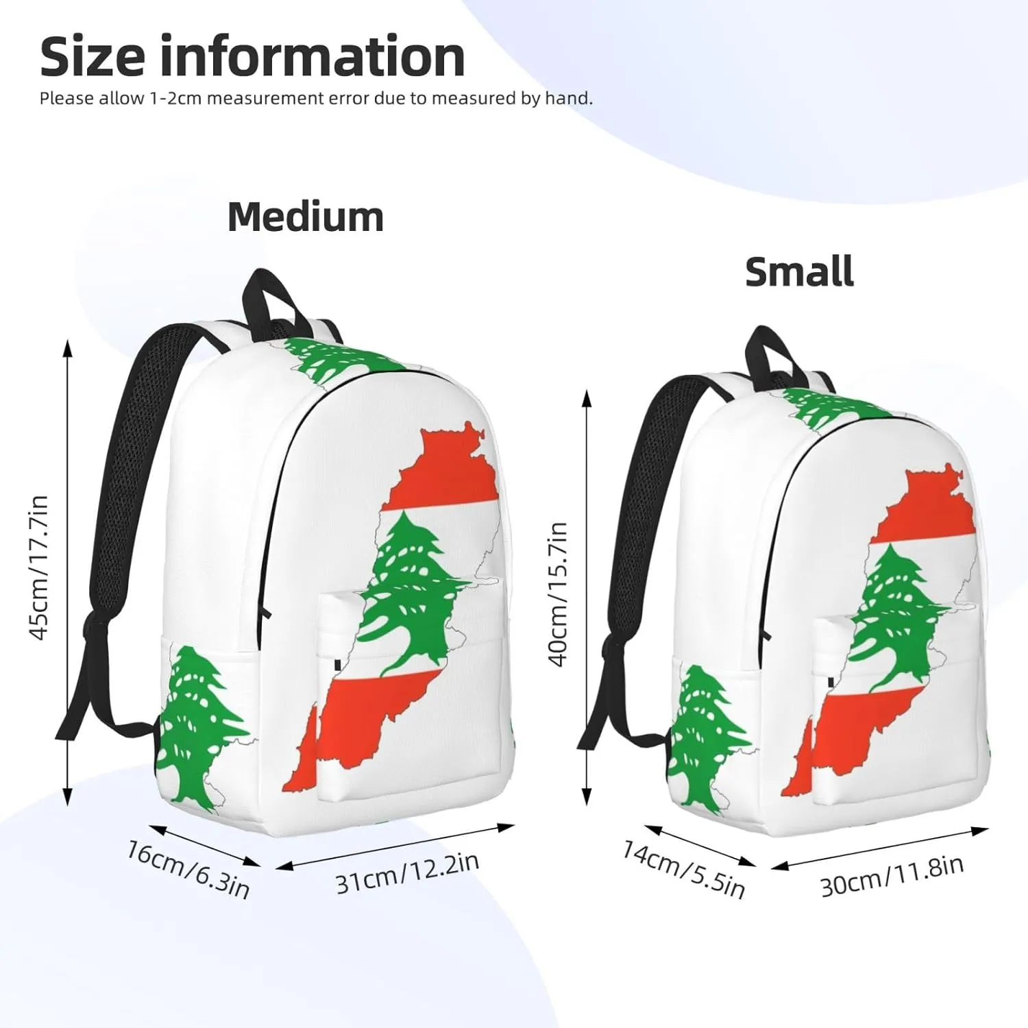 Lebanon Flag Map print Travel Laptop Backpack, Carry on Backpack, Computer Bag for Men Women College Book Bag