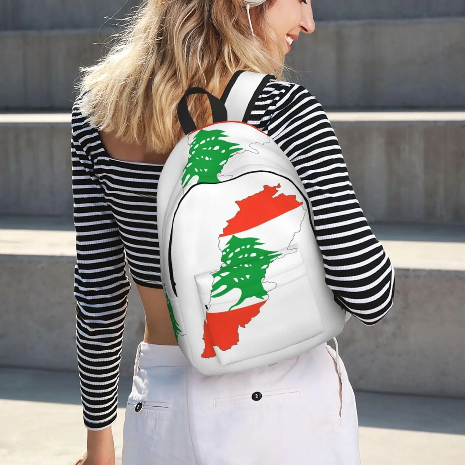 Lebanon Flag Map print Travel Laptop Backpack, Carry on Backpack, Computer Bag for Men Women College Book Bag