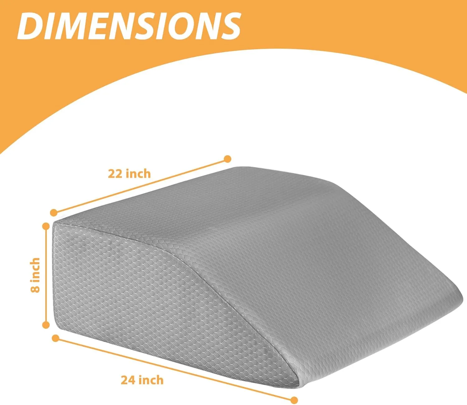Leg Elevation Pillows, Leg Pillows for Sleeping, Cooling Gel Memory Foam Top, Wedge Pillow for Legs, Leg Wedges for Circulation, Swelling, After Surgery - Removable Cover (8 Inch, Grey)