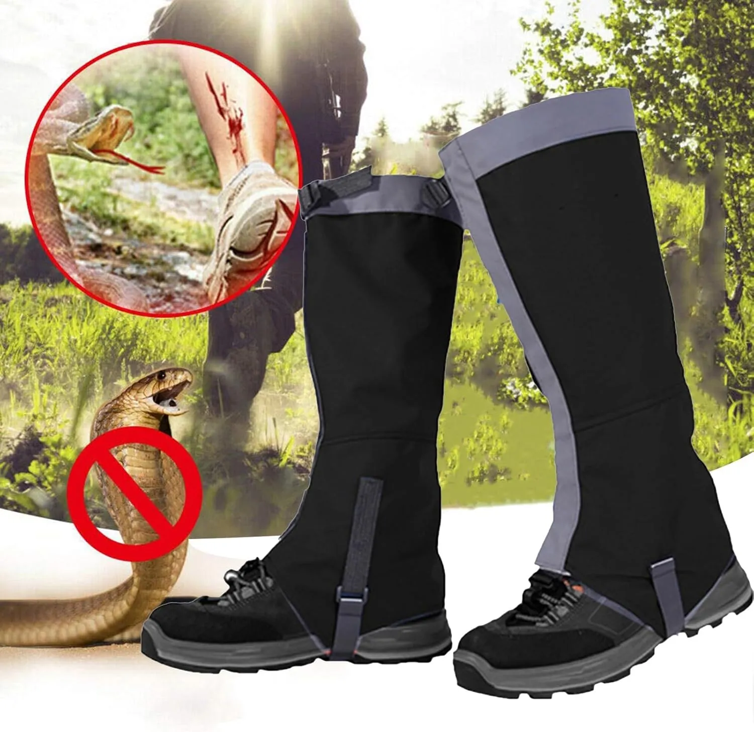 Leg Gaiters, Hiking Waterproof Leggings and Adjustable Snow Boot Covers Gaiters Mountaineering Mudguard Shoe Covers,Prevent Snake Bites