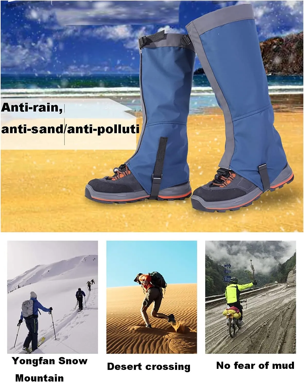 Leg Gaiters, Hiking Waterproof Leggings and Adjustable Snow Boot Covers Gaiters Mountaineering Mudguard Shoe Covers,Prevent Snake Bites