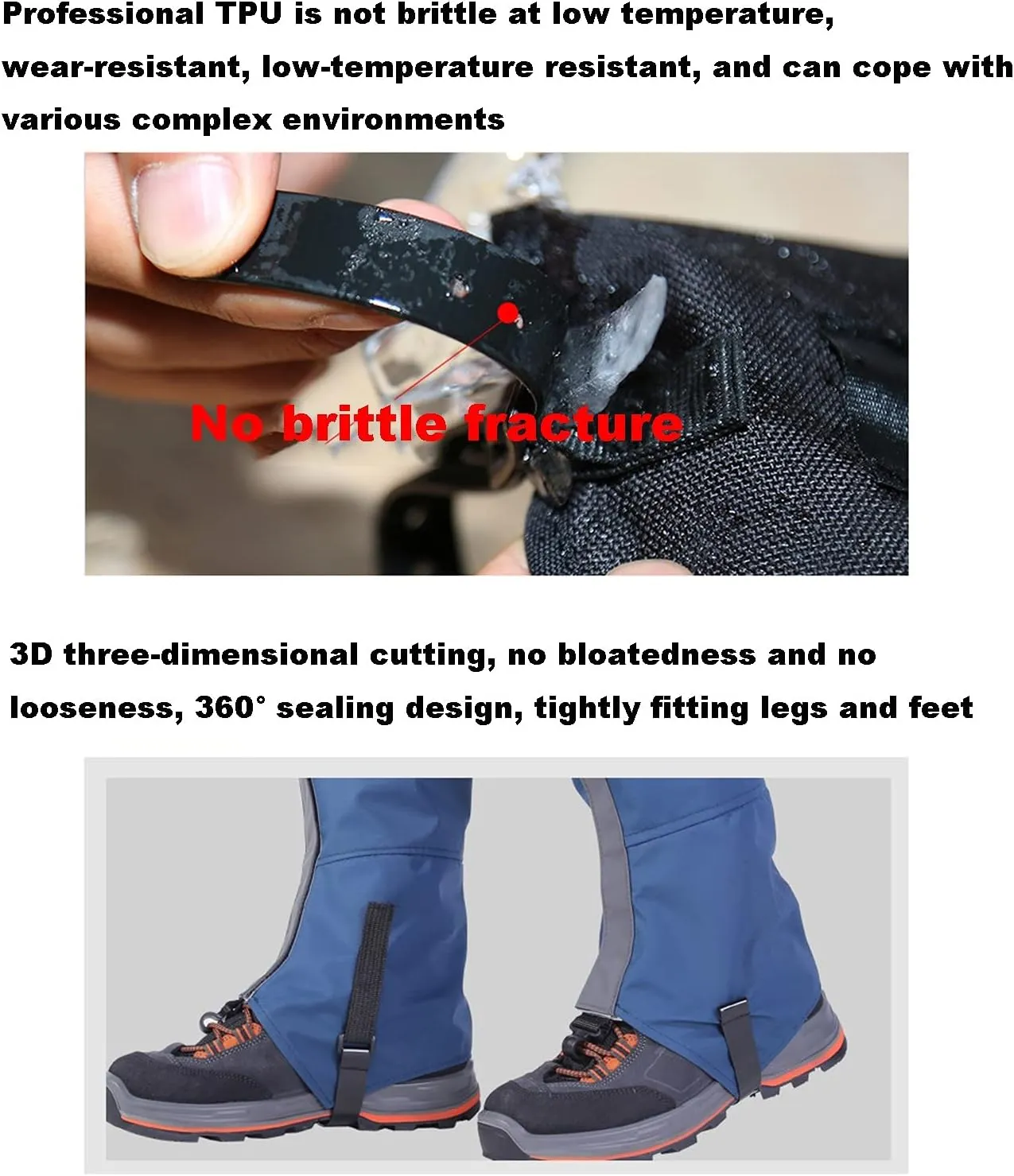 Leg Gaiters, Hiking Waterproof Leggings and Adjustable Snow Boot Covers Gaiters Mountaineering Mudguard Shoe Covers,Prevent Snake Bites