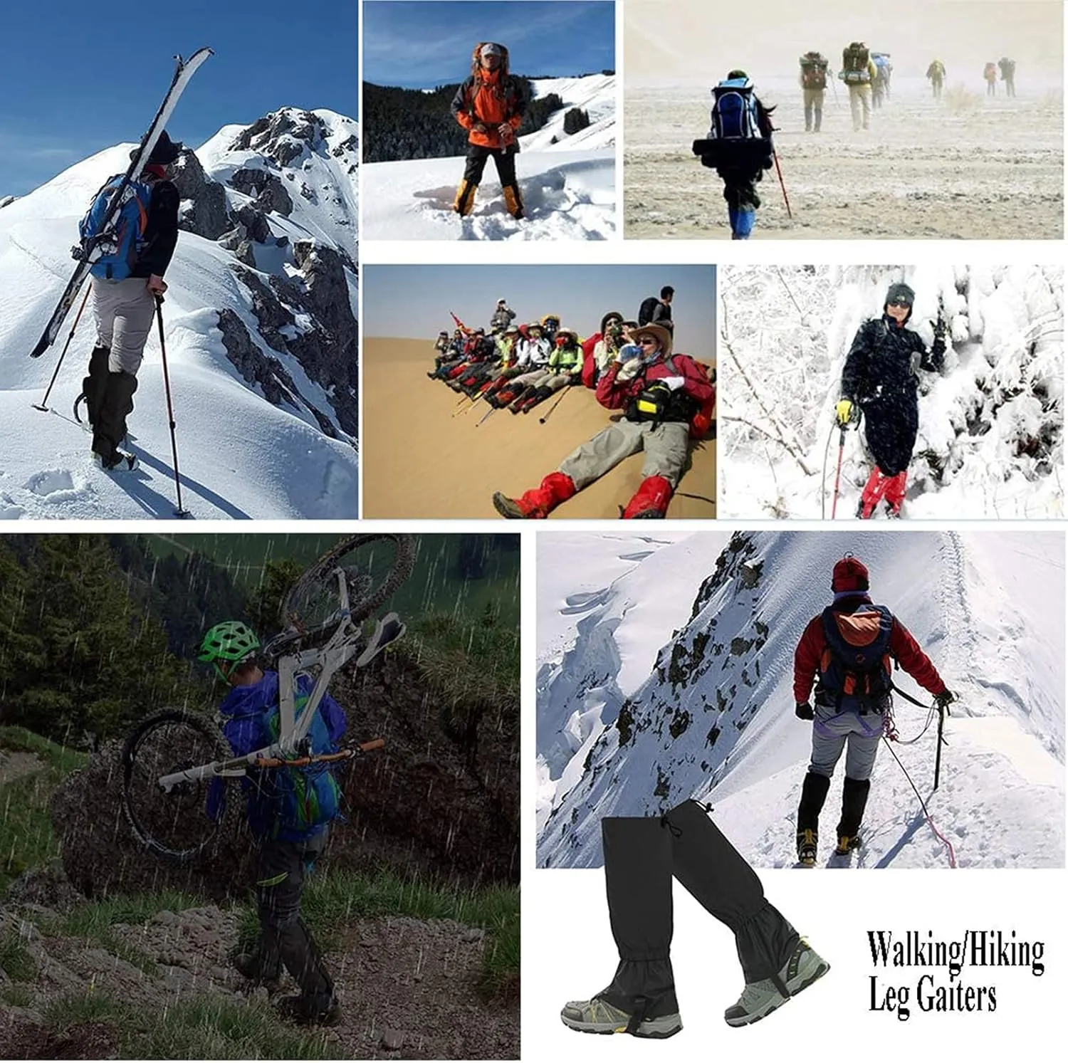 Leg Gaiters, Hiking Waterproof Leggings and Adjustable Snow Boot Covers Gaiters Mountaineering Mudguard Shoe Covers,Prevent Snake Bites