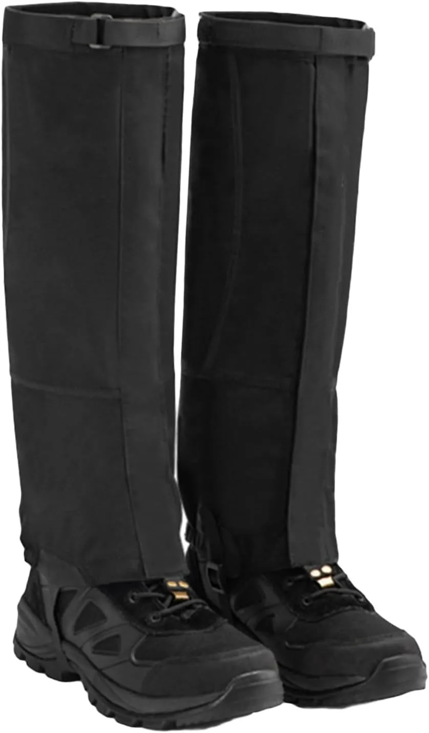 Leg Gaiters Ultra Outdoor Leggings, Waterproof Hiking Gaiters with Upgraded Rubber Foot Strap, Adjustable Snow Boot Gaiters (Color : Black, Size : Small)