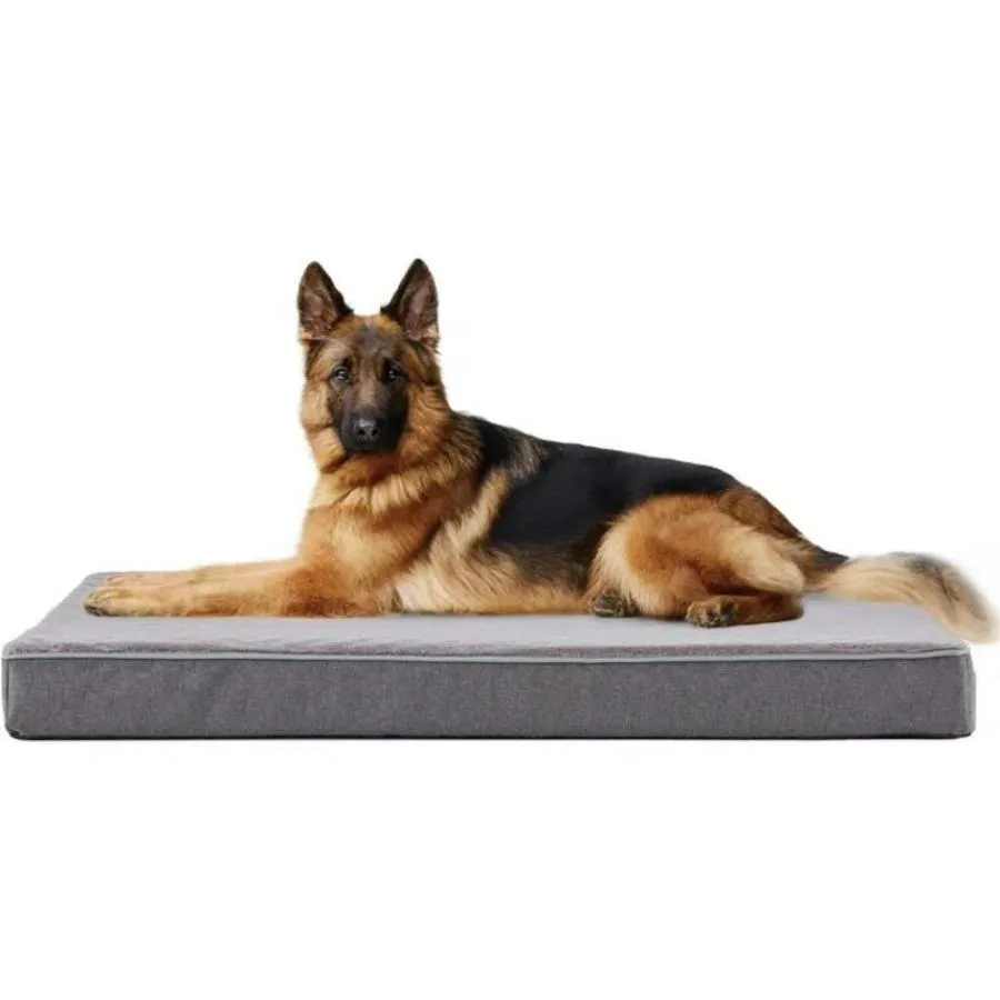 LFC PETS Plush Memory Foam Orthopedic Dog Beds for Medium to Extra Large Jumbo Dogs, Pet Crate Bed Mat with Cooling Gel Sponge, Removable Washable Cover & Waterproof Lining, M/L/XLL