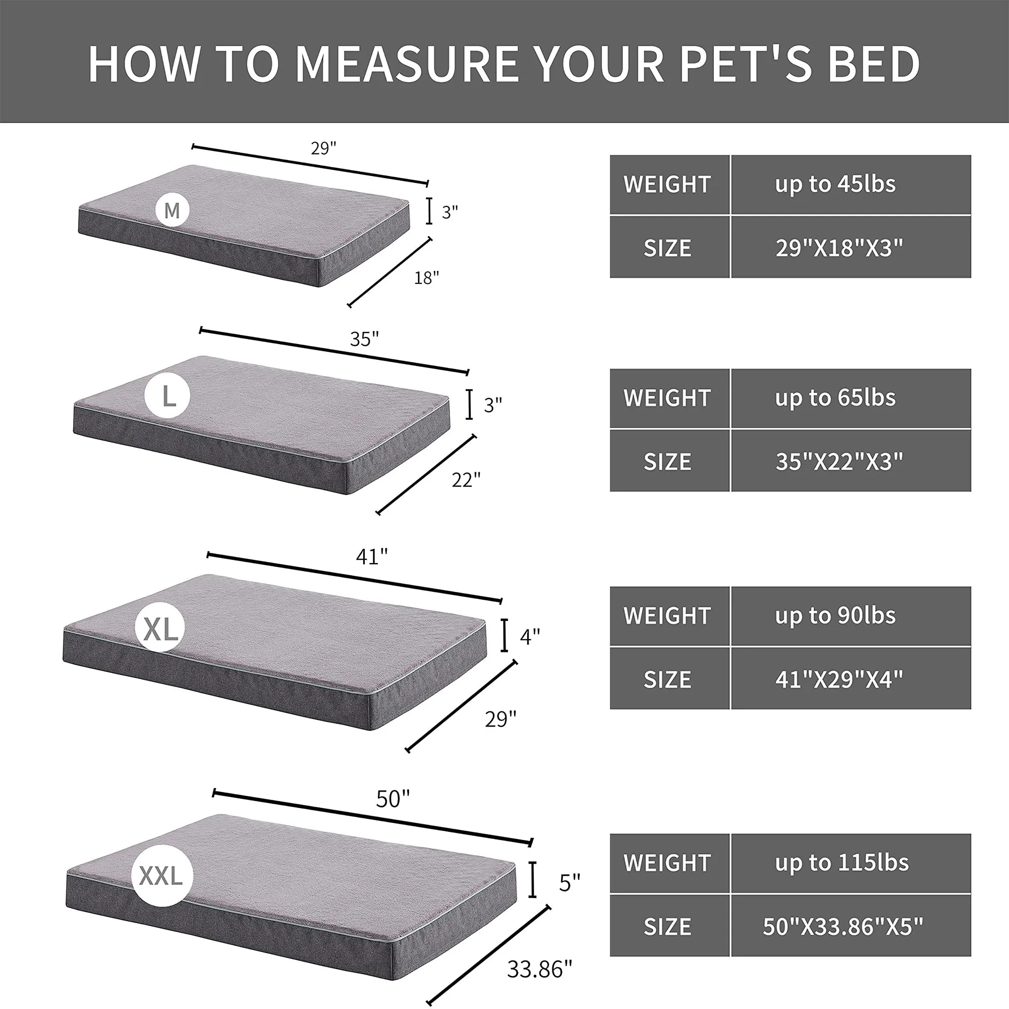 LFC PETS Plush Memory Foam Orthopedic Dog Beds for Medium to Extra Large Jumbo Dogs, Pet Crate Bed Mat with Cooling Gel Sponge, Removable Washable Cover & Waterproof Lining, M/L/XLL