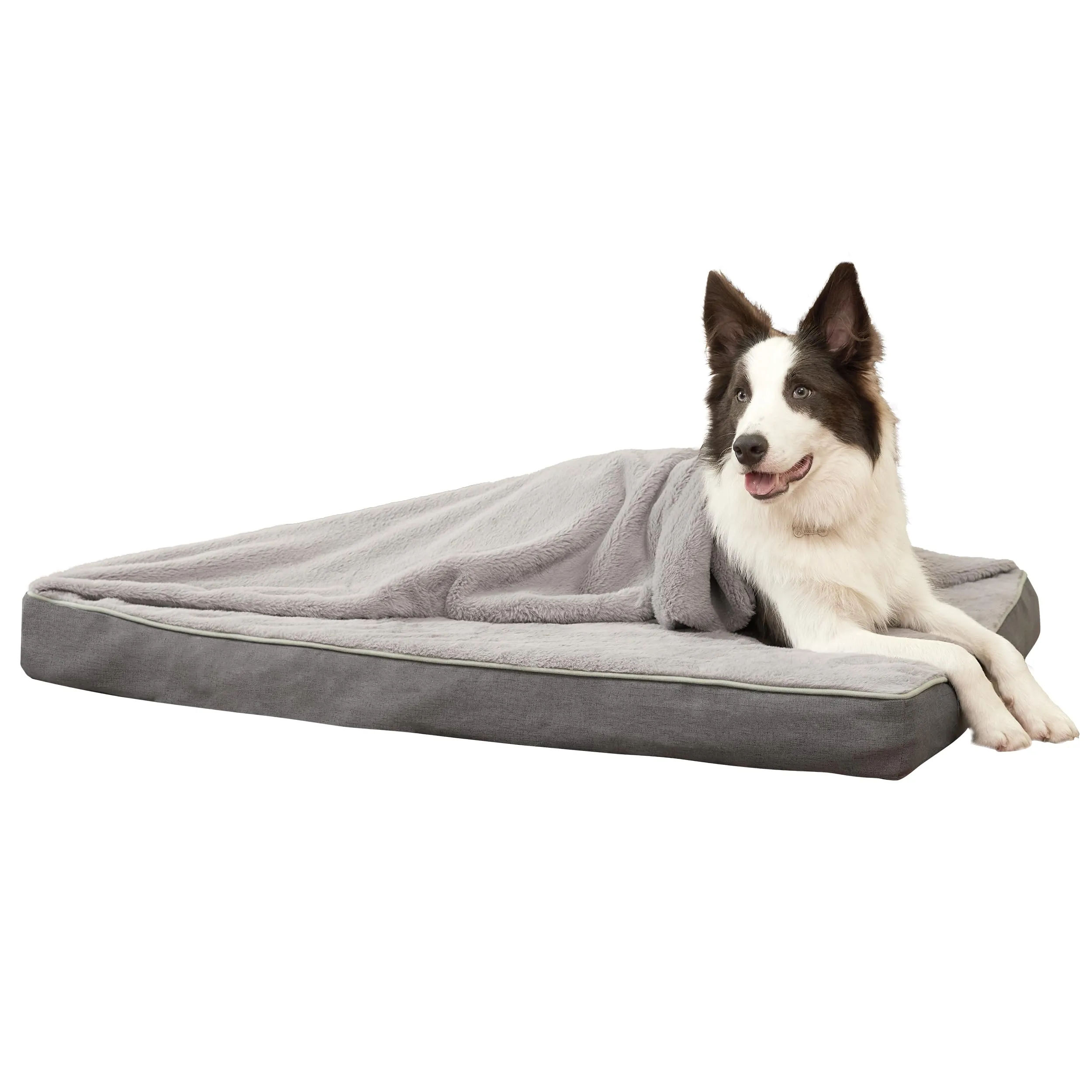 LFC PETS Plush Memory Foam Orthopedic Dog Beds for Medium to Extra Large Jumbo Dogs, Pet Crate Bed Mat with Cooling Gel Sponge, Removable Washable Cover & Waterproof Lining, M/L/XLL