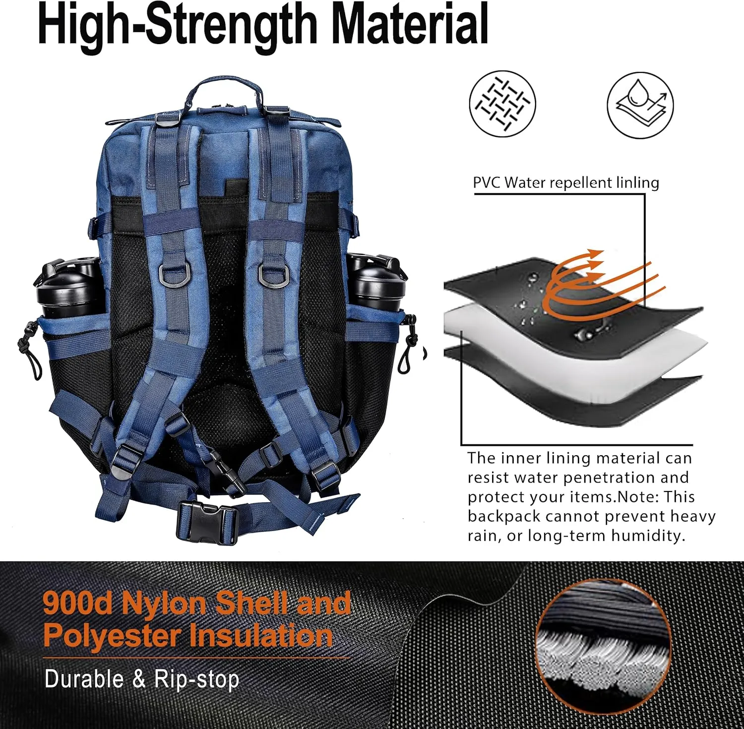 LHI Tactical Military Backpack for Men 25L/45L Large Molle Army Assault Pack 3 Day Hiking Rucksack With Bottle Holder