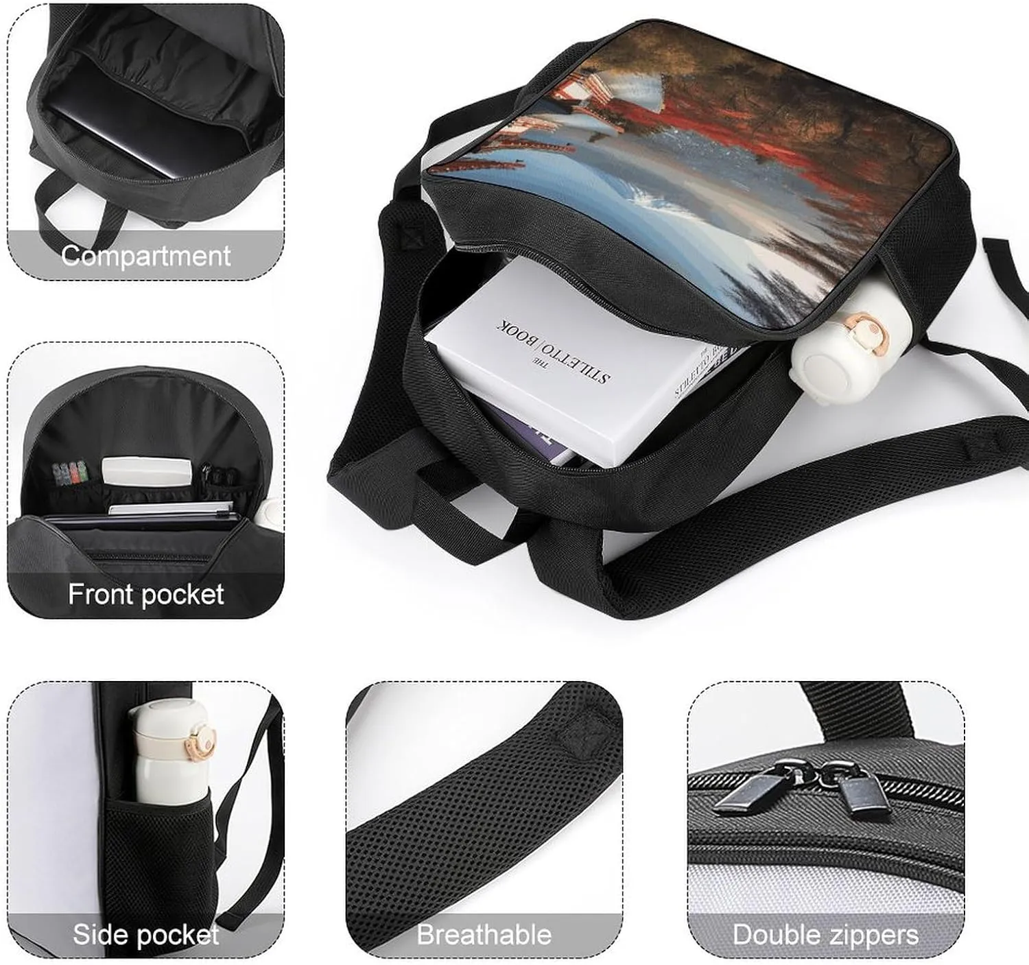 Lightweight Backpacks Cute Travel Bag Durable Japan Mount Landscape Printing Small Travel Backpack For Women & Men