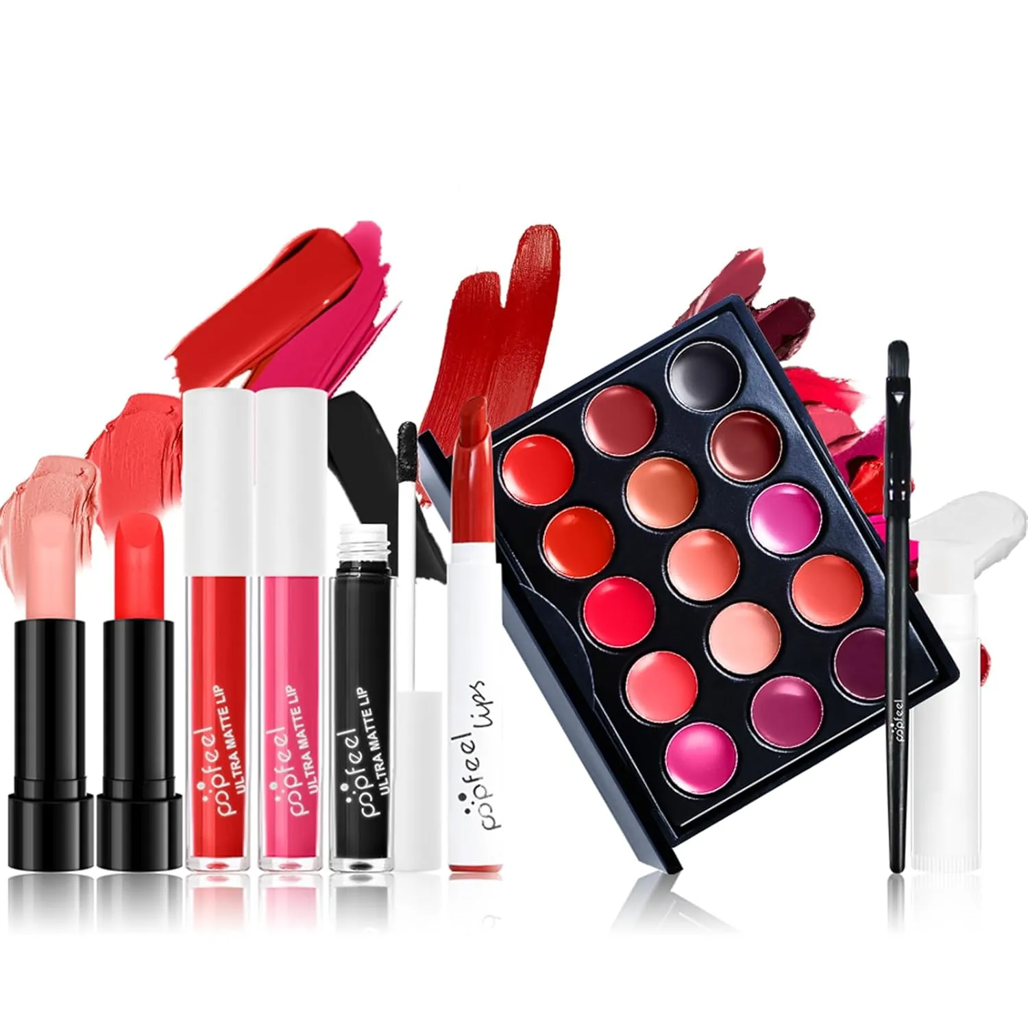 Lip Makeup Kits for Women, Lip Makeup Set for Beginners,Mother's Day Gifts for Women Girls, Lip Cosmetics Essential Bundle Include Lipstick Palette,Lip Brush