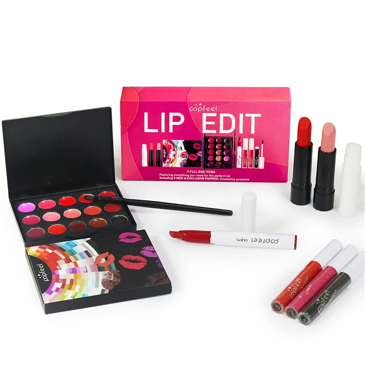 Lip Makeup Kits for Women, Lip Makeup Set for Beginners,Mother's Day Gifts for Women Girls, Lip Cosmetics Essential Bundle Include Lipstick Palette,Lip Brush