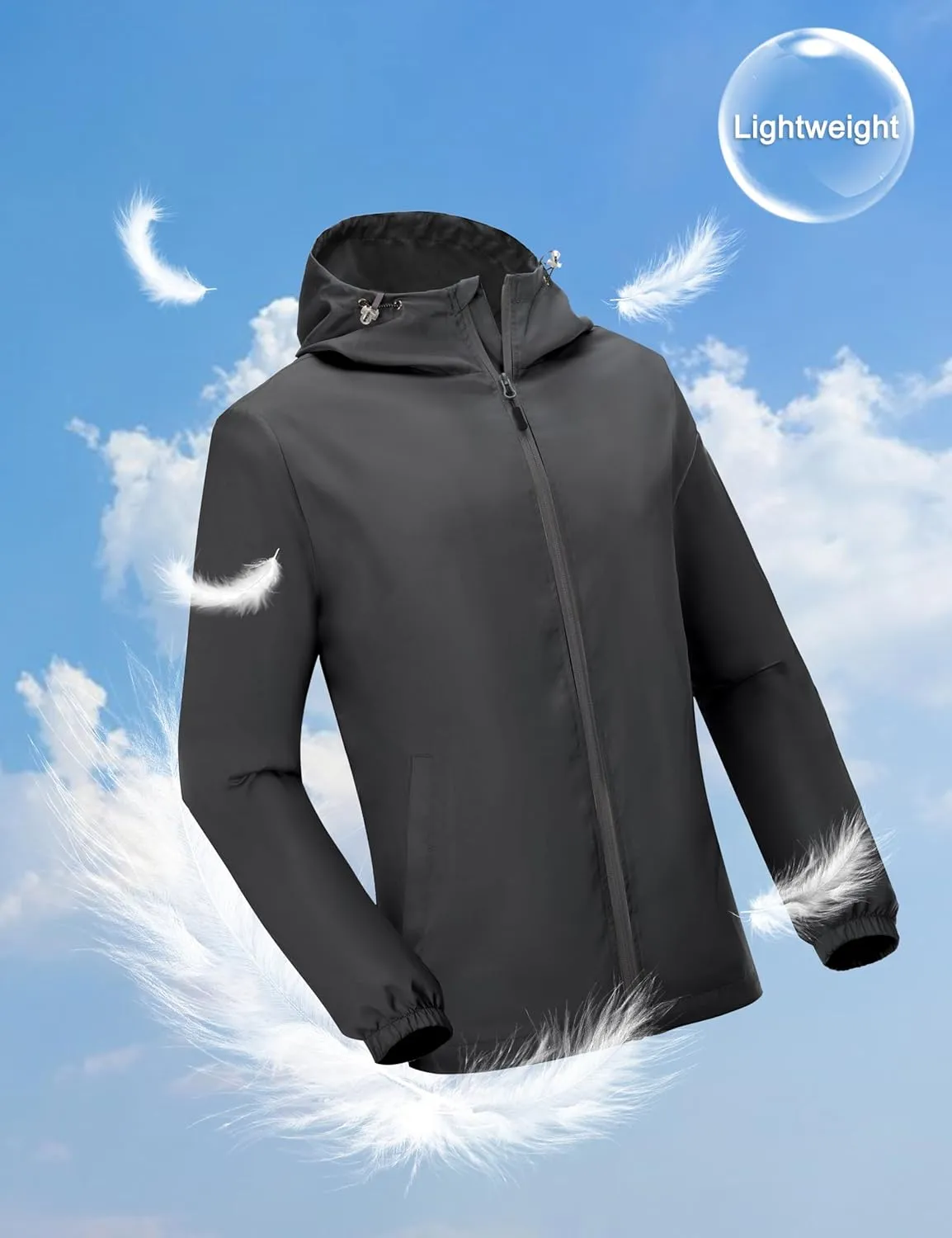 Little Donkey Andy Men’s Lightweight Breathable Windbreaker Golf Jacket UPF50  Windproof Outdoor Running Coat