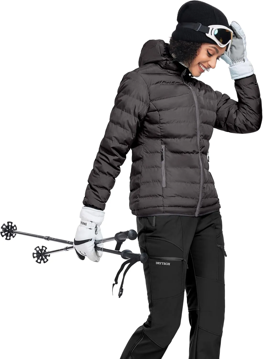 Little Donkey Andy Women's Warm Waterproof Puffer Jacket Hooded Windproof Winter Coat with Recycled Insulation