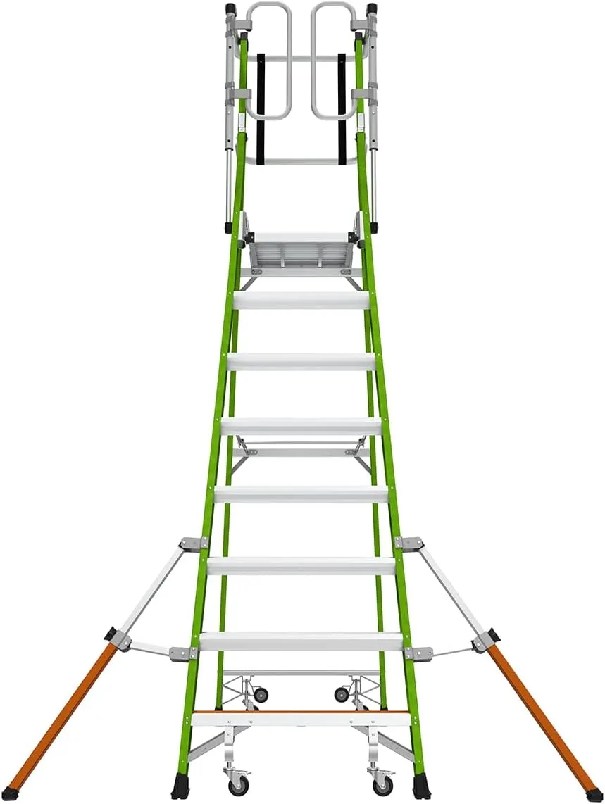 Little Giant Ladder Systems Safety Cage 2.0, M8, 8ft Enclosed Platform, Platform Ladder with Adjustable Outriggers, Fiberglass, Type 1AA, 375 lbs Weight Rating, (19708-146)