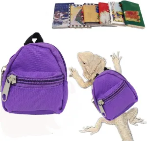 Lizard backpack for Bearded Dragons School Bag & Books Set Reptile Apparel Accessories Handmade Photo Party Back to School Supplies for Lizard Bearded Dragon Crested Gecko Chameleon (Purple)