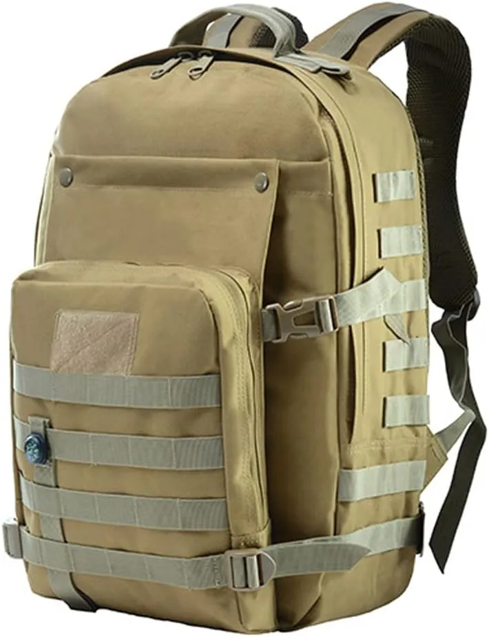 LOCAL LION Tactical Backpack, 40L Hiking Daypacks Military Army Bag, Travel Rucksack for Outdoor Camping (Khaki-07-3)