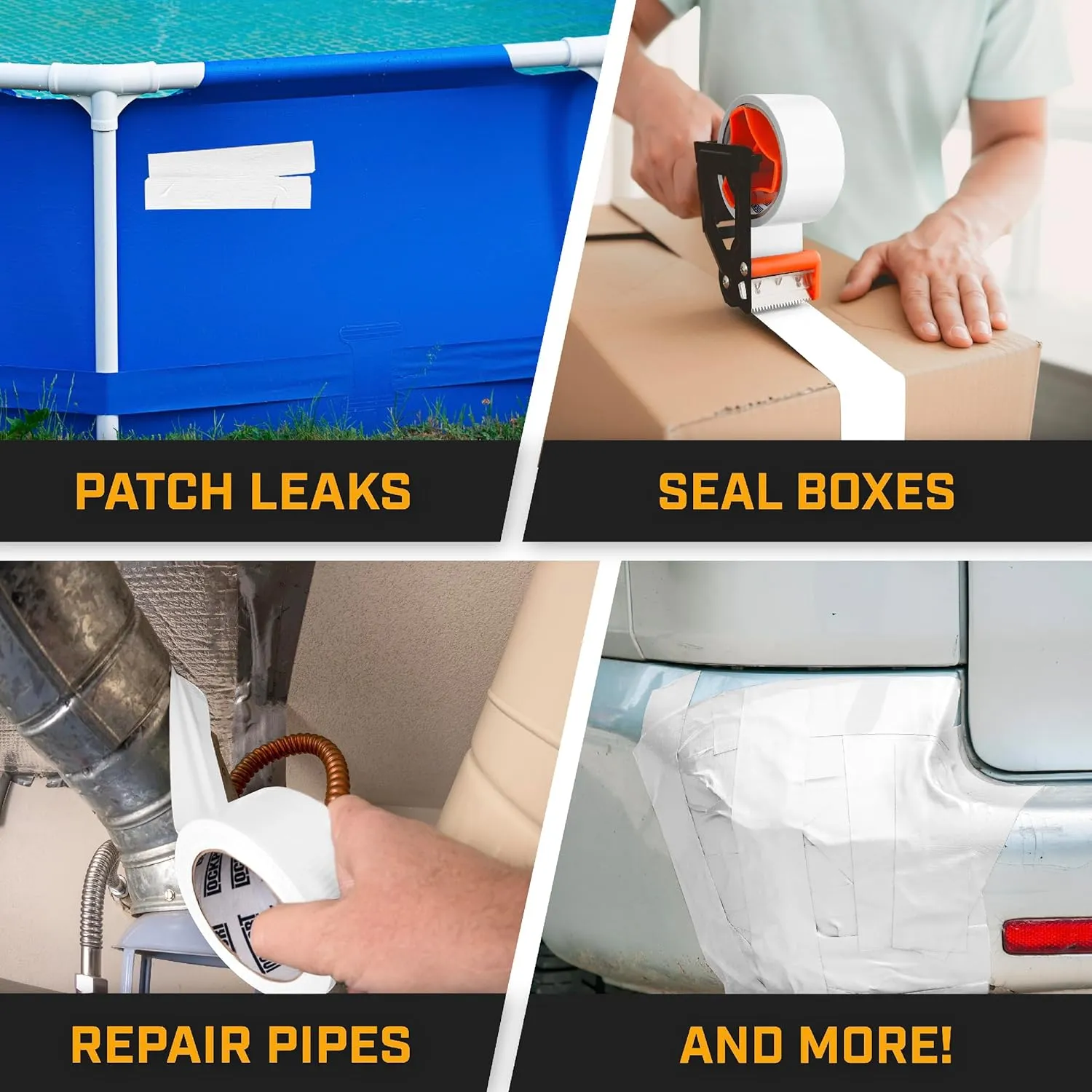 Lockport White Duct Tape - Roll Multi 6 Pack 20 Yards x 2 Inch - Waterproof - No Residue - Duct Tape Bulk Value