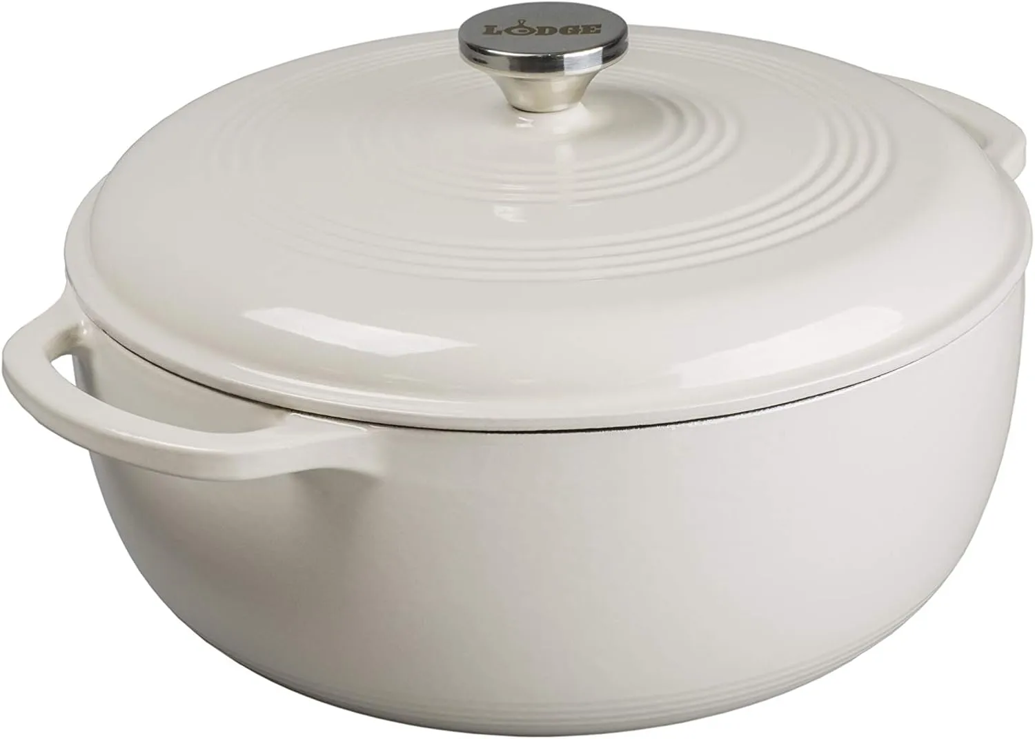 Lodge Enameled Cast Iron Casserole With Steel Knob and Loop Handles, 3.6 Quart, Oyster White & Enameled Cast Iron Dutch Oven, 7.5 Quart, Oyster
