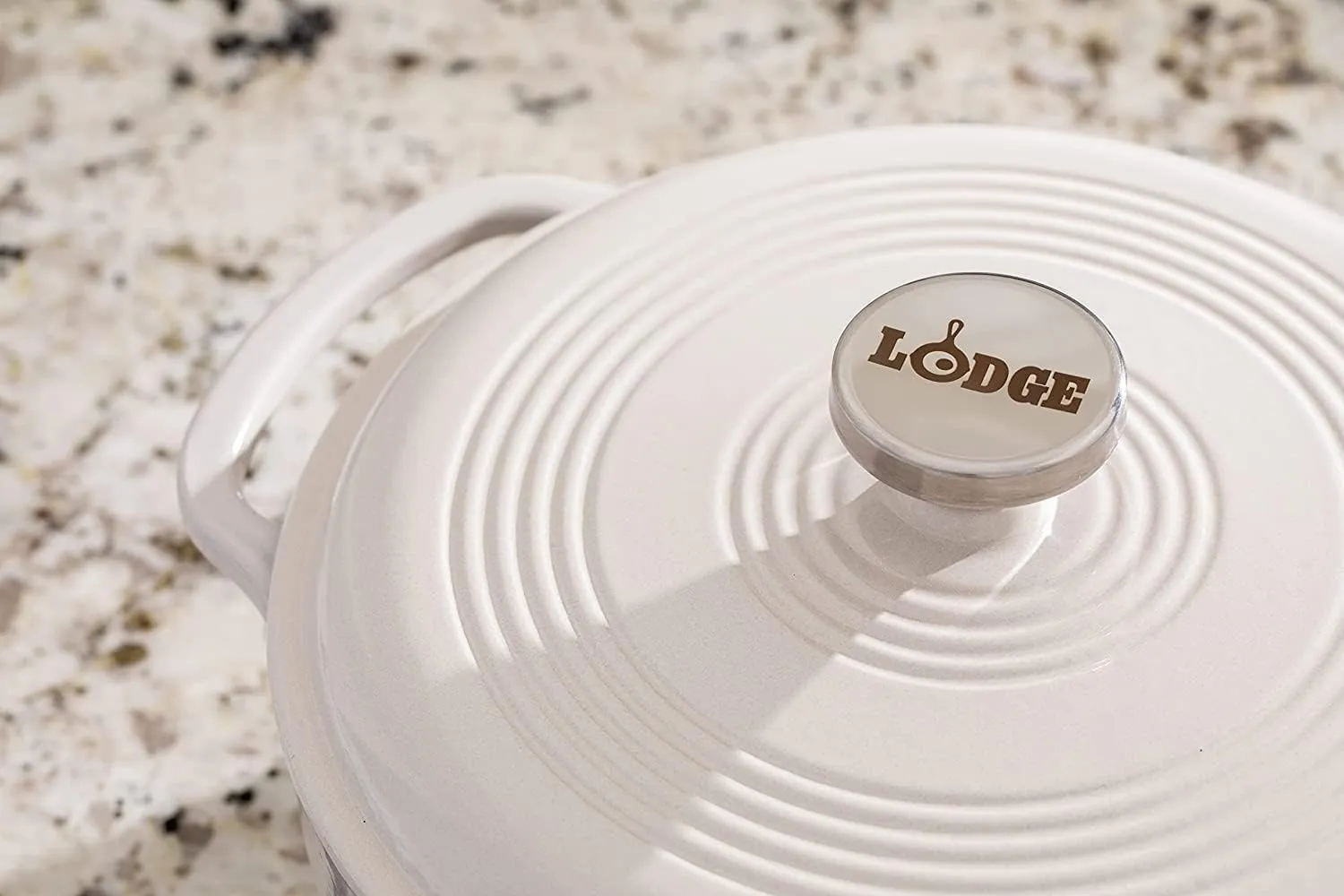 Lodge Enameled Cast Iron Casserole With Steel Knob and Loop Handles, 3.6 Quart, Oyster White & Enameled Cast Iron Dutch Oven, 7.5 Quart, Oyster