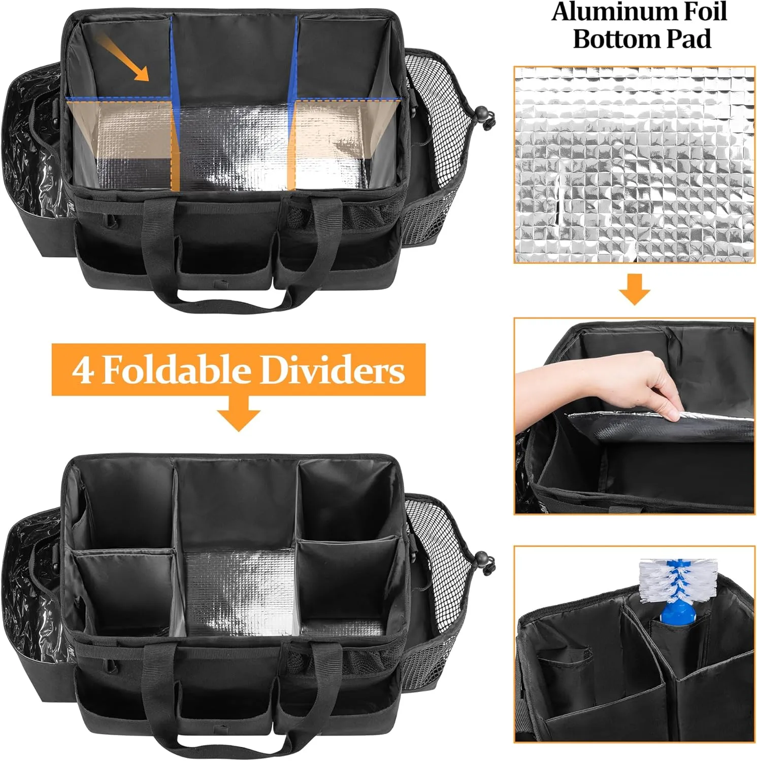 LoDrid Hot Tub Chemical Storage Bag, Pool Chemical Organizer with Handle and Shoulder Strap, Spa Supplies Carry Case for Adults, Black(Patent Design)