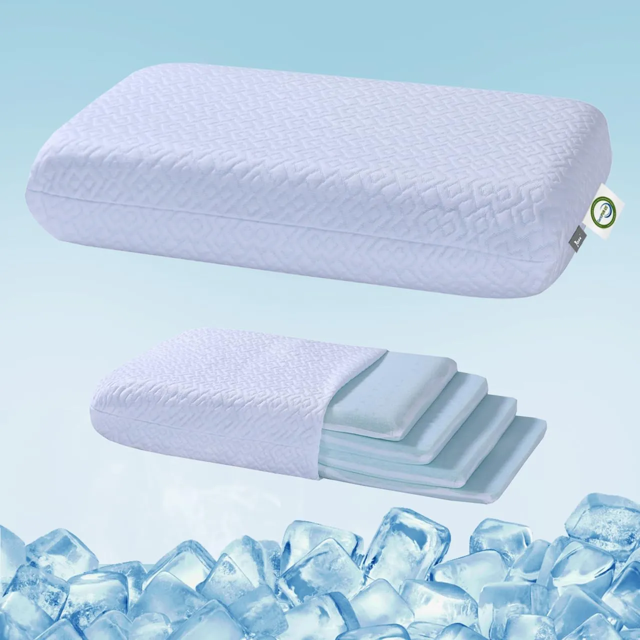 LOFE Adjustable Memory Foam Pillow - 4 Heights from 1.2 to 4.8in, Cervical Pillow for Neck Pain Relief, Neck Support Pillow for Side Sleepers, Cooling for Back/Stomach Sleeping, CertiPUR-US