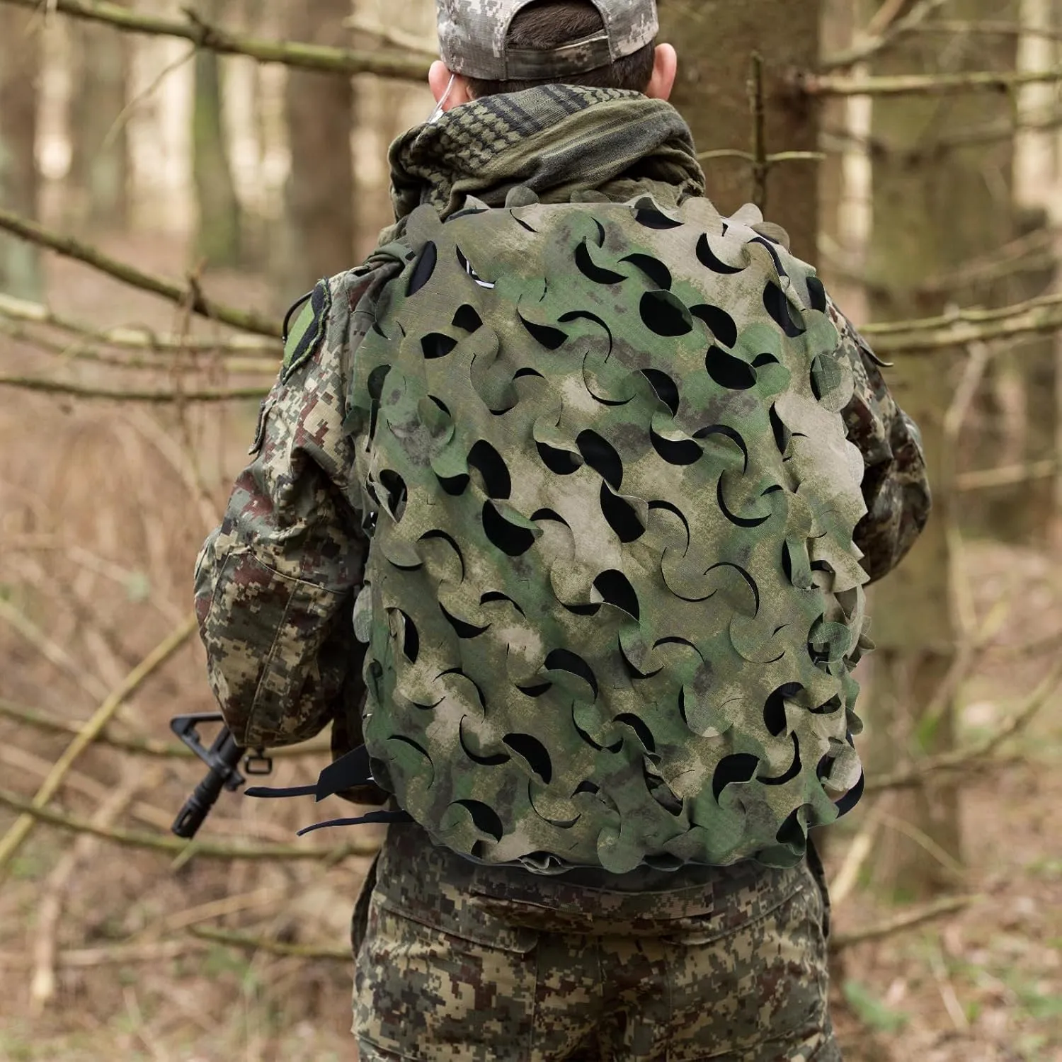 LOOGU Tactical Backpack Cover, Breathable Mesh Camo Camouflage Pack Cover Great for Tactical Military Gear Combat (Backpack Not Included)