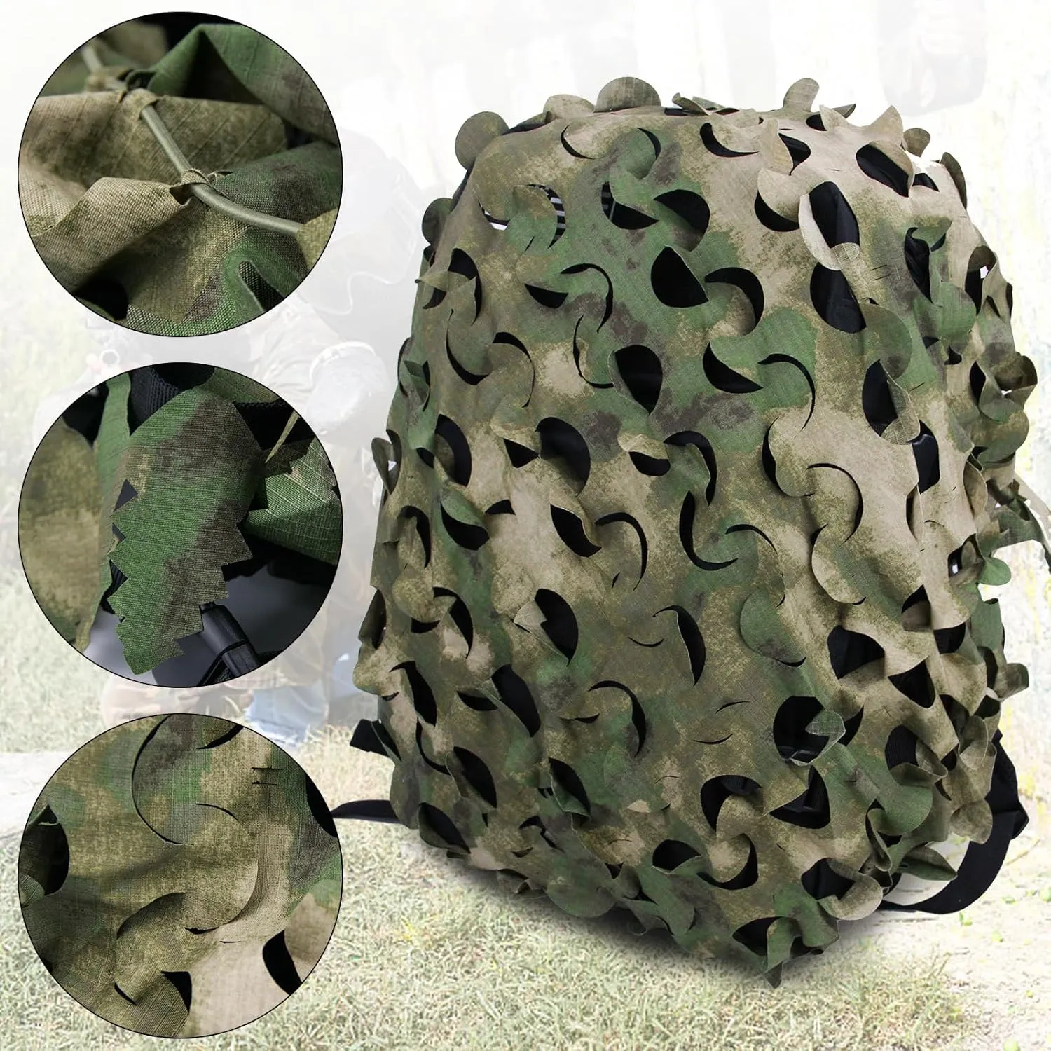 LOOGU Tactical Backpack Cover, Breathable Mesh Camo Camouflage Pack Cover Great for Tactical Military Gear Combat (Backpack Not Included)