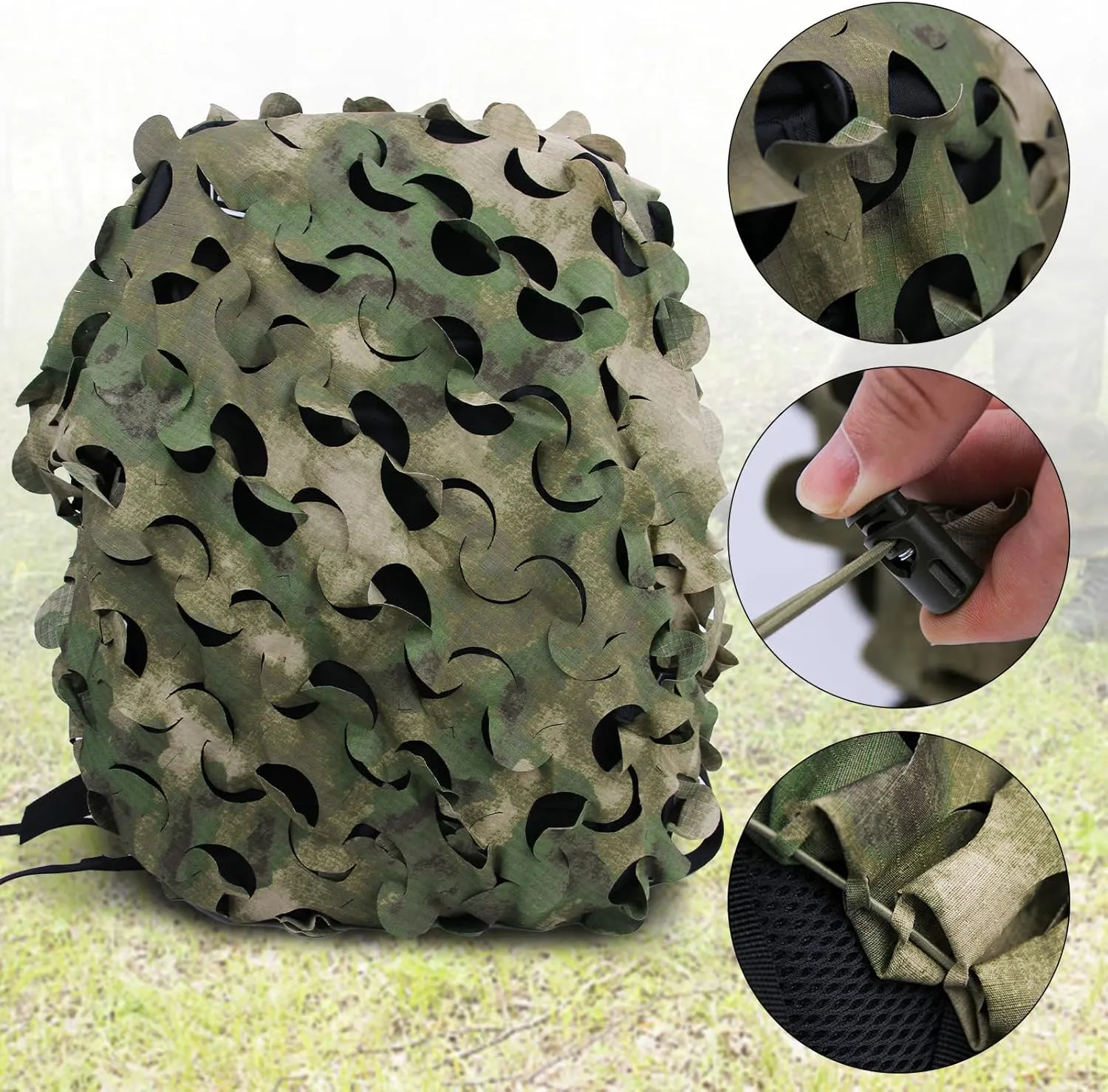 LOOGU Tactical Backpack Cover, Breathable Mesh Camo Camouflage Pack Cover Great for Tactical Military Gear Combat (Backpack Not Included)
