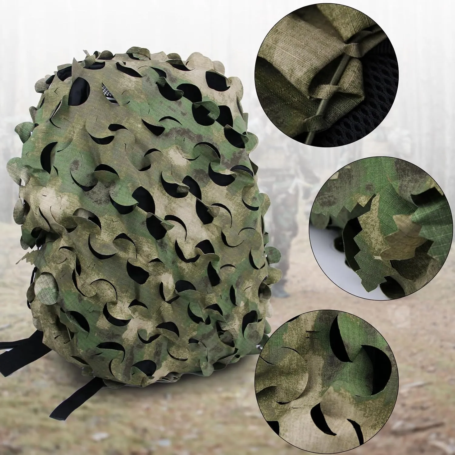 LOOGU Tactical Backpack Cover, Breathable Mesh Camo Camouflage Pack Cover Great for Tactical Military Gear Combat (Backpack Not Included)