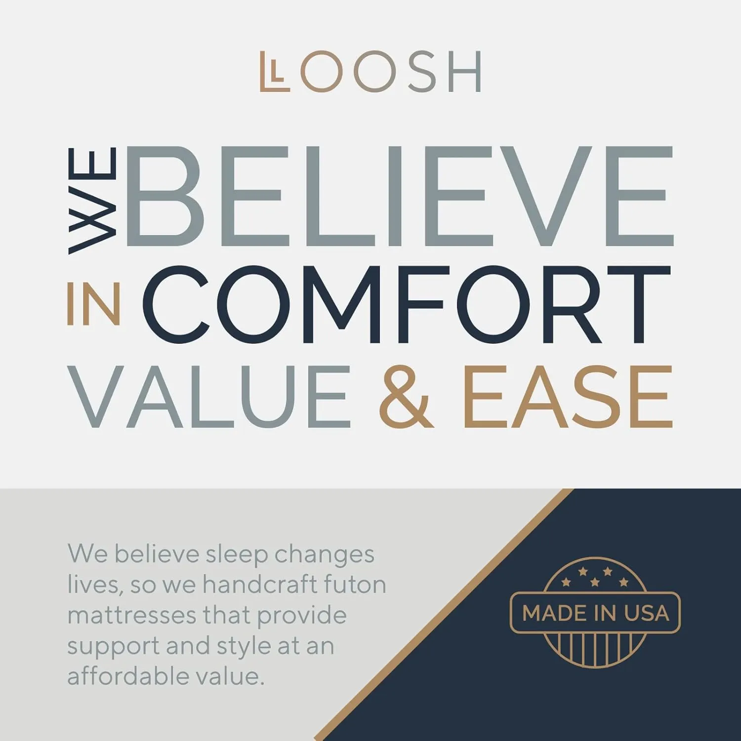 Loosh Home | 10" Full Size Futon Sofa Bed Memory Foam Mattress - USA Made, Mineral Blue, No Frame