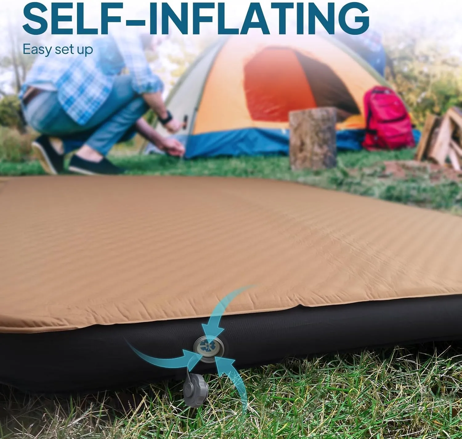 LOSTHORIZON Air & Foam Camping Mattress, Self-Inflating Sleeping Pad, 4.5" Thick, with Pump Sack, Twin