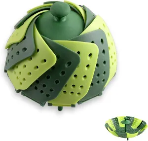 Lotus steamer basket, Folding Steamer,BPA-Free,Green Kitchenware Accessory, Non-Scratch Silicone cookware