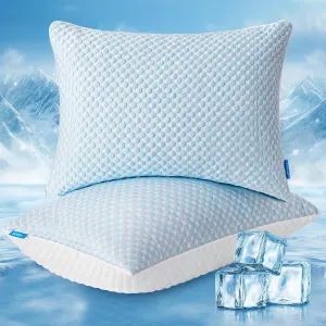 Love's cabin Cooling Pillow Shredded Memory Foam Standard Size Set of 2, Cool Bed Pillows for Sleeping 2 Pack, Soft Adjustable Firm Pillows for Side Back Stomach Sleepers,25"x19"