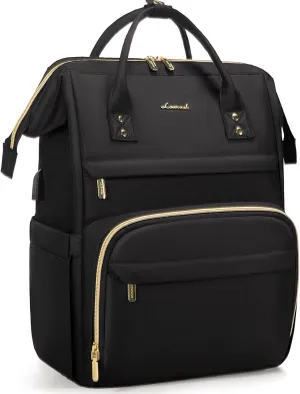 LOVEVOOK 17 inch Laptop Backpack Women, Large Travel Computer Back Pack with USB Charging Port, Anti Theft Backpack for Women Teacher Nurse Work, College Business, Black