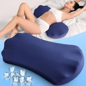 Lower Back Pain Relief Pillow for Sleeping Memory Foam Lumbar Support Pillow for Side Back Sleepers - Ergonomic Cooling Waist Pillow - Back Pain Relief Wedge Cushion Bolster Pillow for Bed, Car, Sofa